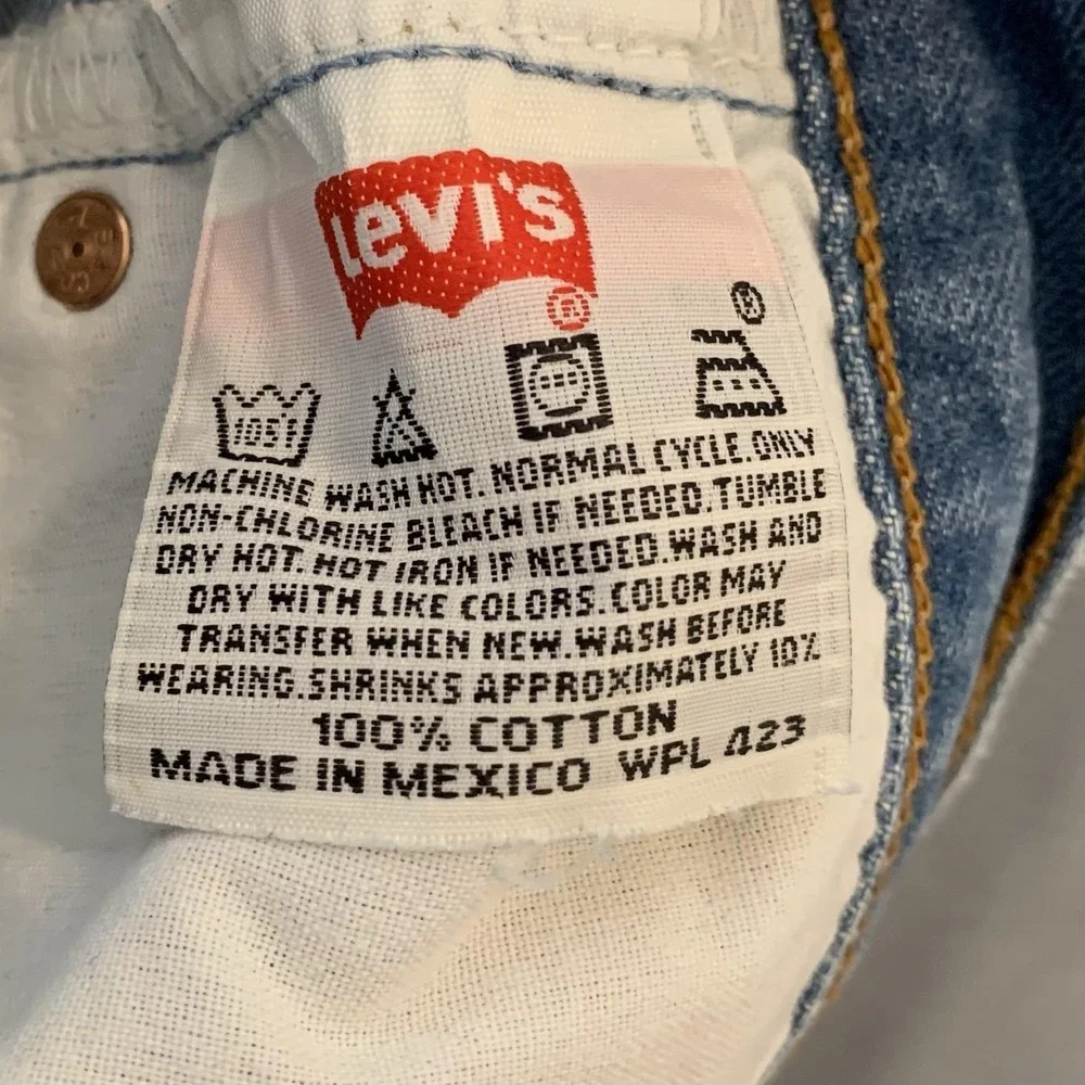 Vintage Levis 501 Jeans Mens 38x33 (34x29) Blue Light Wash Straight Leg Button